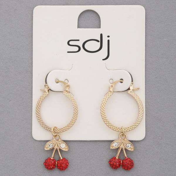 SDJ CHERRY HOOP METAL DANGLE EARRING