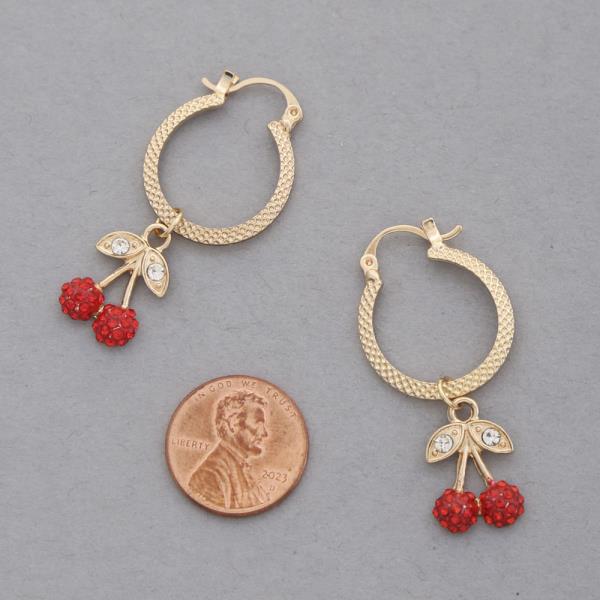 SDJ CHERRY HOOP METAL DANGLE EARRING