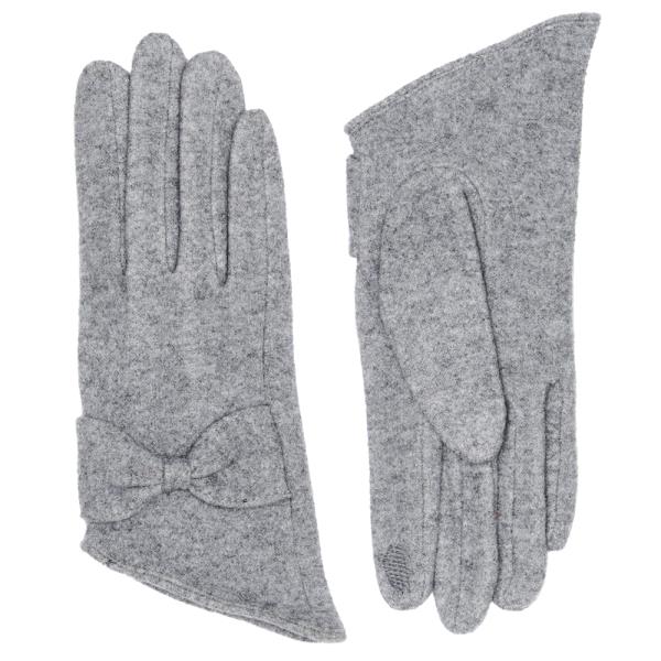 TOUCH SCREEN SOLID GLOVE WITH RIBBON