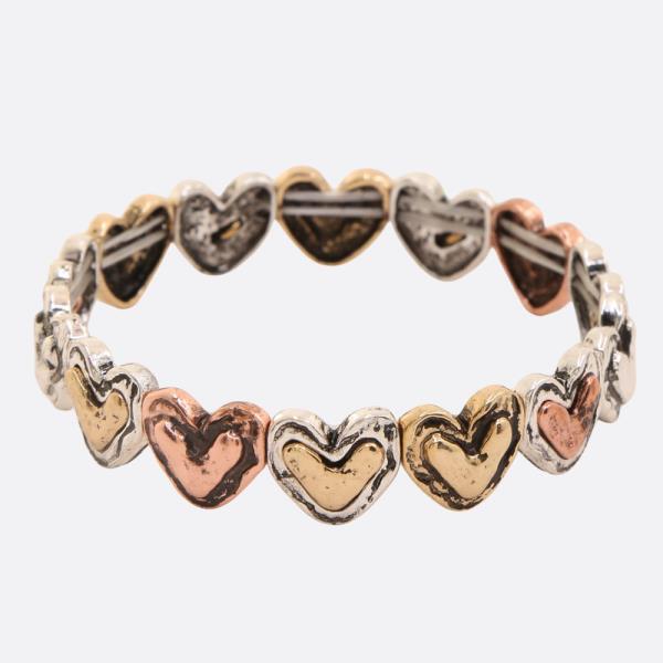 HEART LINK METAL STRETCH BRACELET