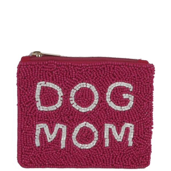 SEED BEAD DOG MOM COIN PURSE BAG