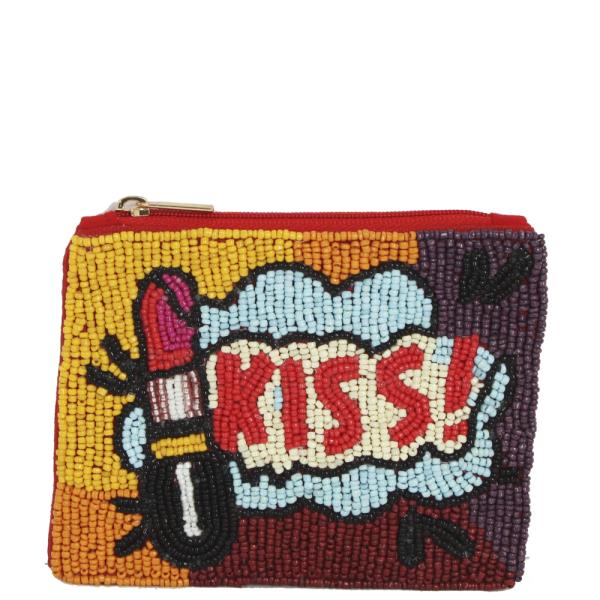 SEED BEAD KISS COIN PURSE BAG