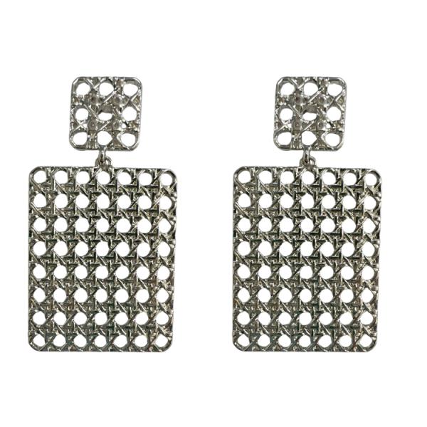 RECTANGLE METAL DANGLE EARRING