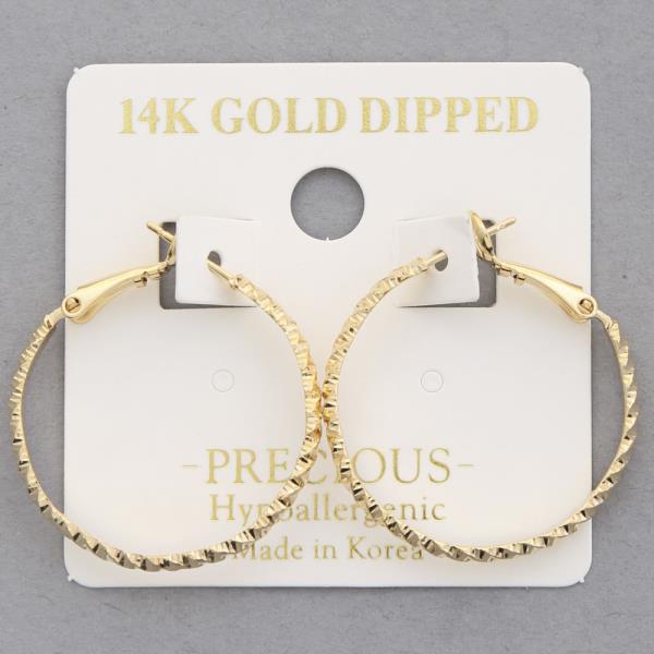 14K GOLD DIPPED TEXTURED HOOP EARRING