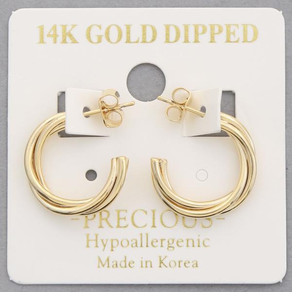 14K GOLD DIPPED TRIPLE OPEN HOOP EARRING