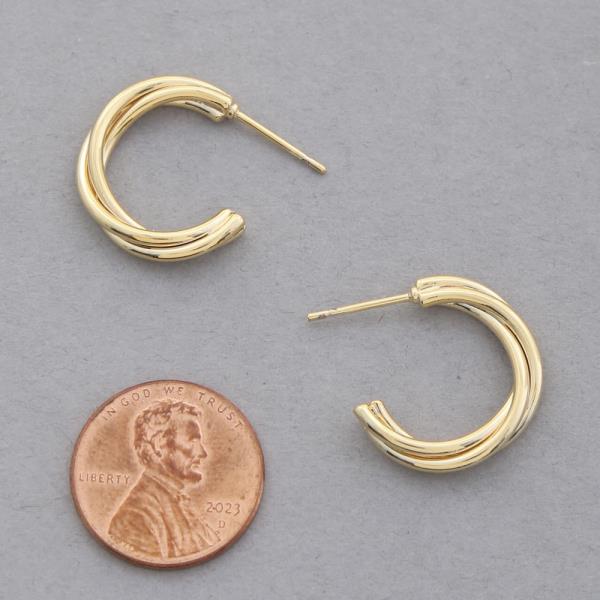 14K GOLD DIPPED TRIPLE OPEN HOOP EARRING