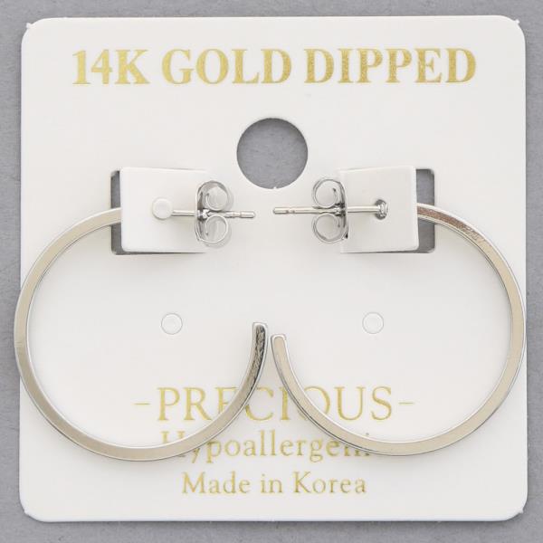 14K GOLD DIPPED HYPOALLERGENIC OPEN HOOP EARRING