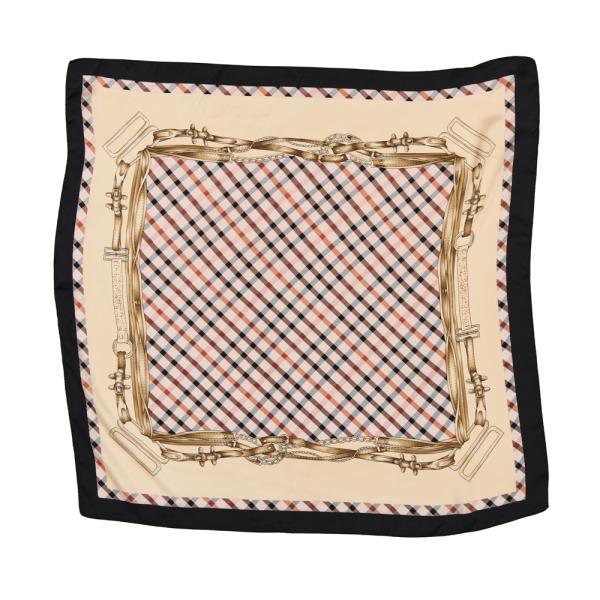 BELT PLAID PATTERN SILKY SQUARE NECK SCARF