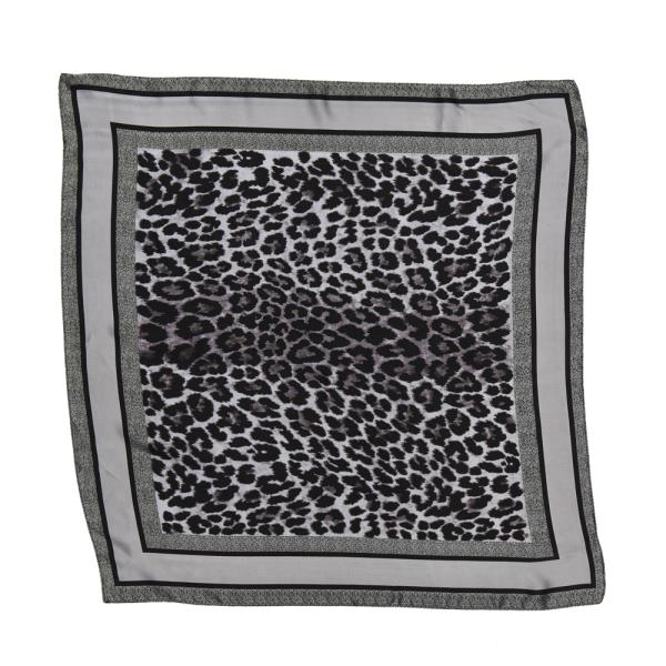 LEOPARD SILKY SQUARE NECK SCARF