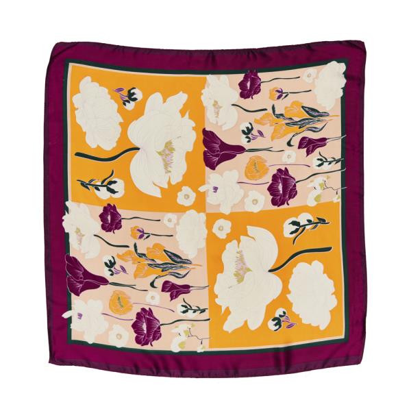 FLOWER SILKY SQUARE NECK SCARF