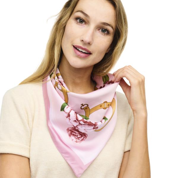 FLOWER SILKY SQUARE NECK SCARF