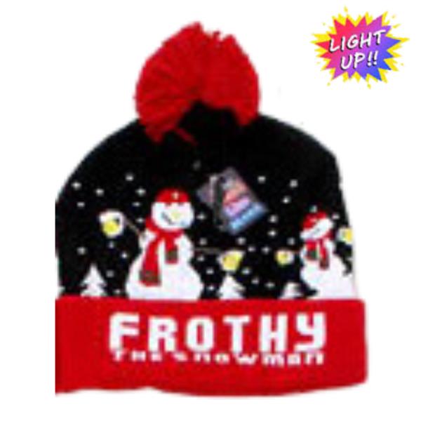 CHRISTMAS LIGHT UP BEANIES POM POM