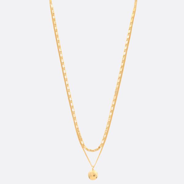 SODAJO COIN CHAIN LAYERED GOLD DIPPED NECKLACE