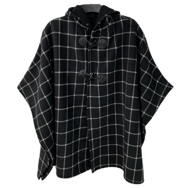 CHECKERED PATTERN PONCHO