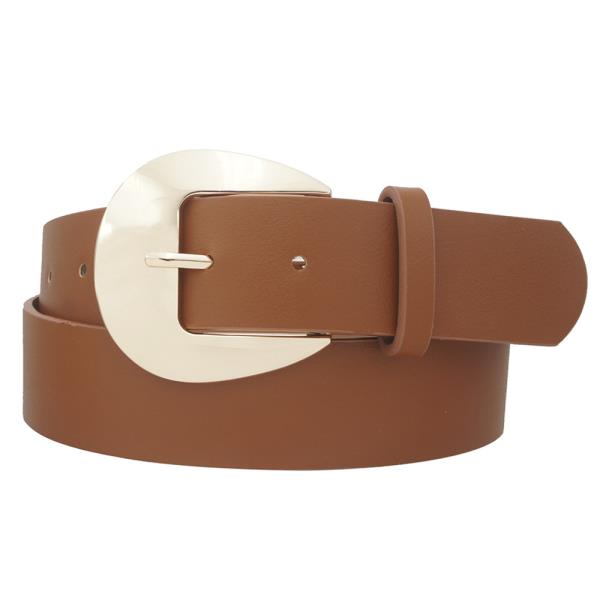 SAFFIANO FLAT ROUNDED BUCKLE STRAP BELT