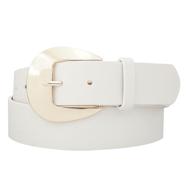 SAFFIANO FLAT ROUNDED BUCKLE STRAP BELT