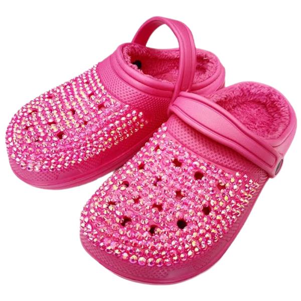 AB RHINESTONE STUDDED COZY LINED SOFT BOAT SHOE SLIPPERS