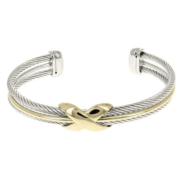 TWO TONE X CUFF BRACELET