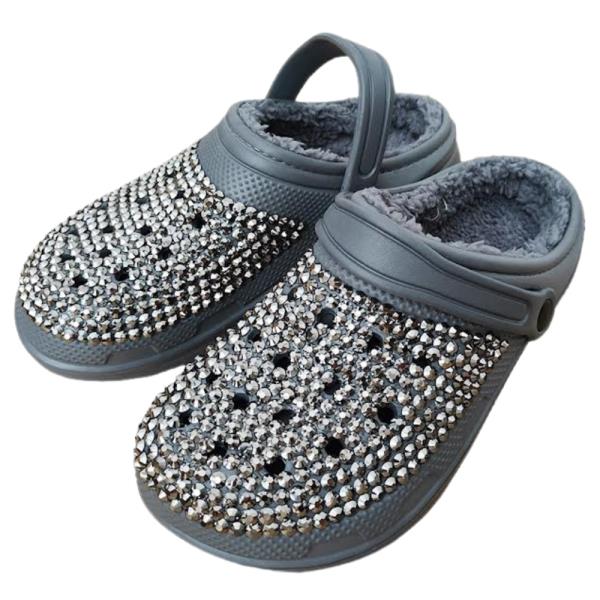 AB RHINESTONE STUDDED COZY LINED SOFT BOAT SHOE SLIPPERS