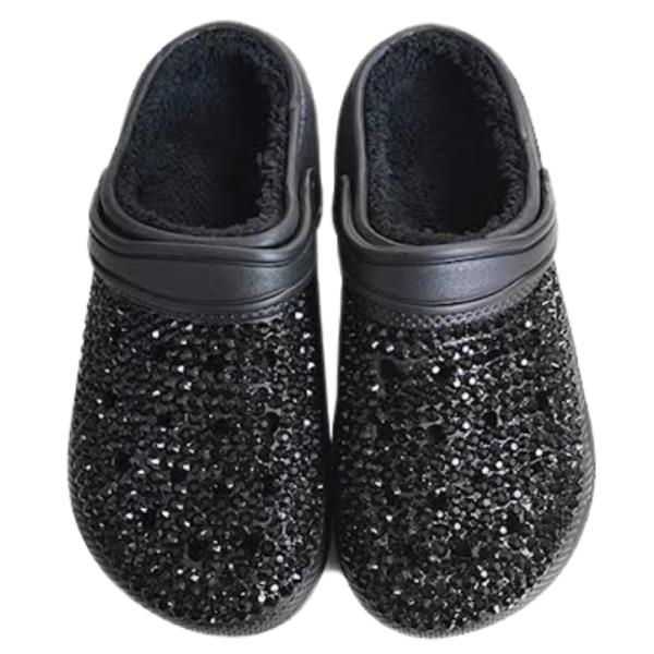 AB RHINESTONE STUDDED COZY LINED SOFT BOAT SHOE SLIPPERS