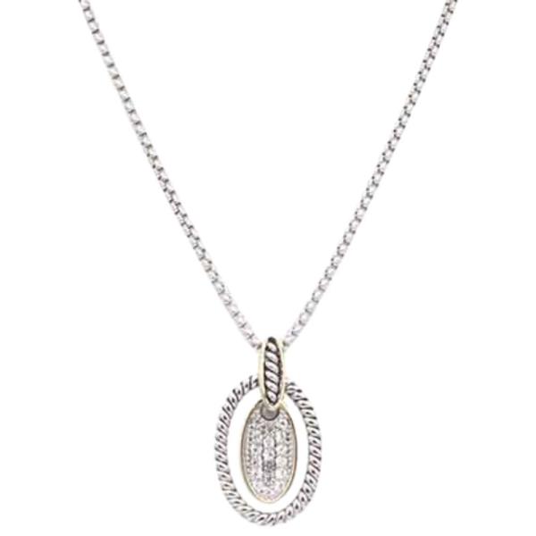 2 TONE CUBIC ZIRCONIA PENDANT NECKLACE