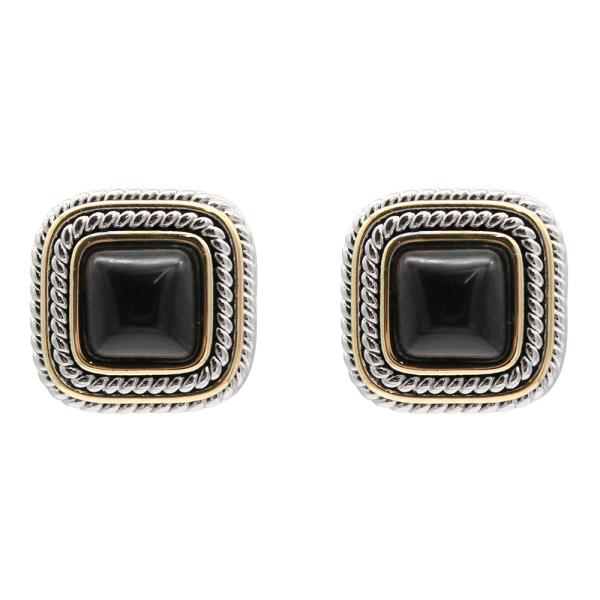 2 TONE TURQUOISE STONE STUD EARRING