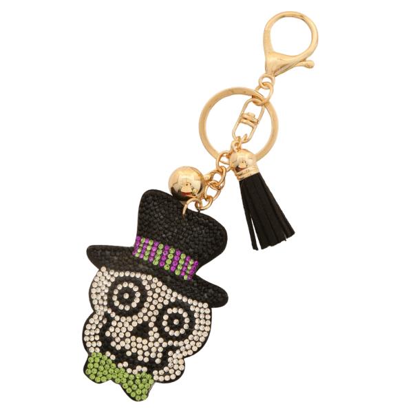 HALLOWEEN SKULL RHINESTONE KEYCHAIN