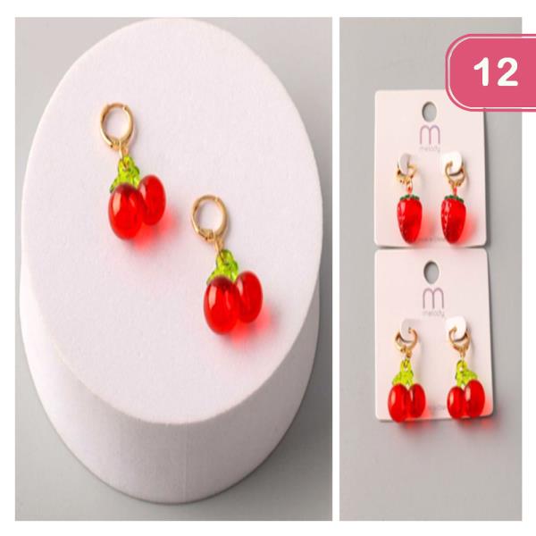 FRUIT DROP HUGGIE EARRING (12 UNITS)