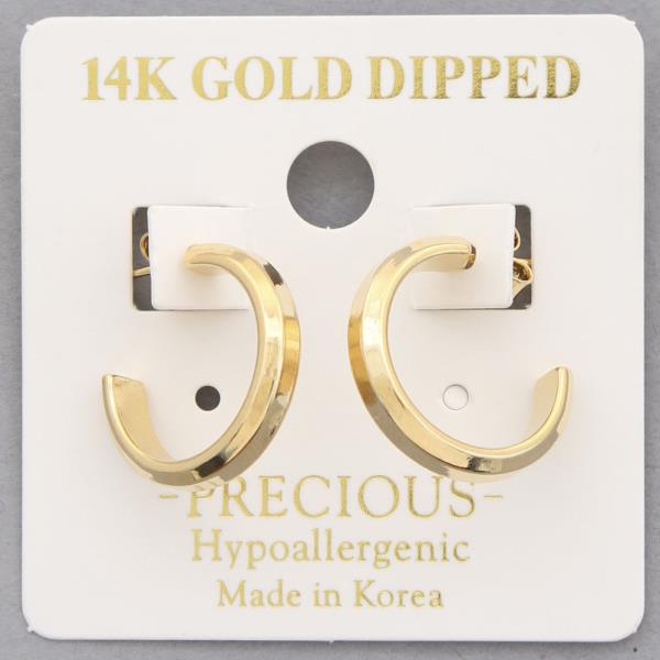 14K GOLD DIPPED SQUARE EDGE HOOP EARRING