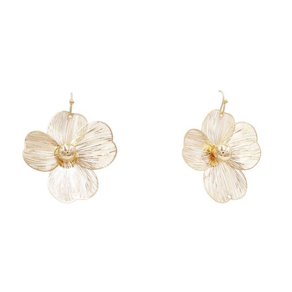 FLOWER BALL BEAD METAL EARRING