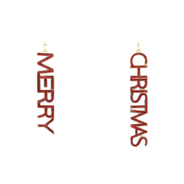 MERRY CHRISTMAS GLITTER DANGLE EARRING