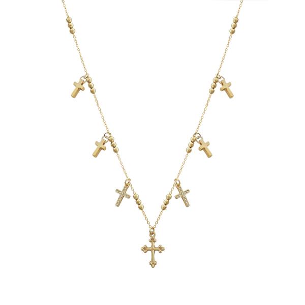 CROSS CHARM STATION METAL NECKLACE