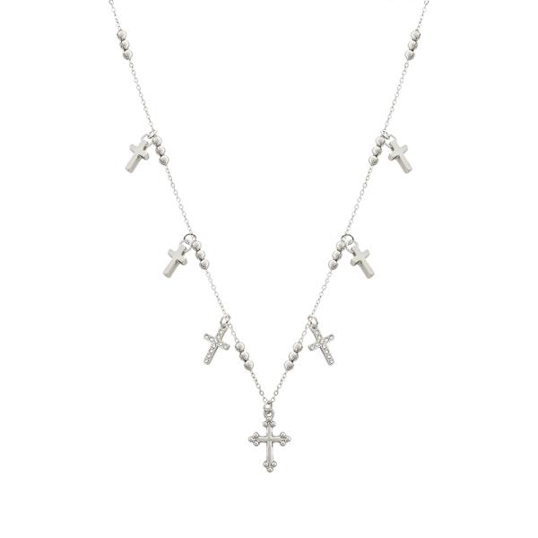 CROSS CHARM STATION METAL NECKLACE