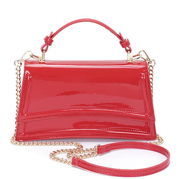 ENAMEL TOP HANDLE FLAP BAG