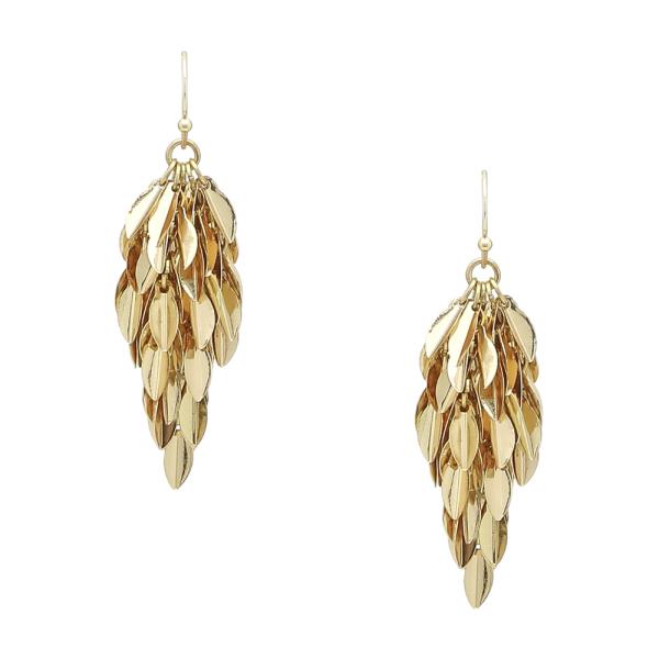 LEAF LAYERED METAL DANGLE EARRING