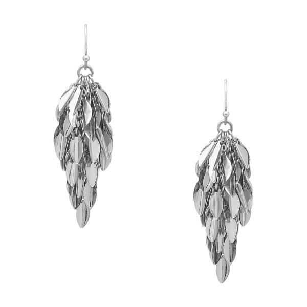 LEAF LAYERED METAL DANGLE EARRING