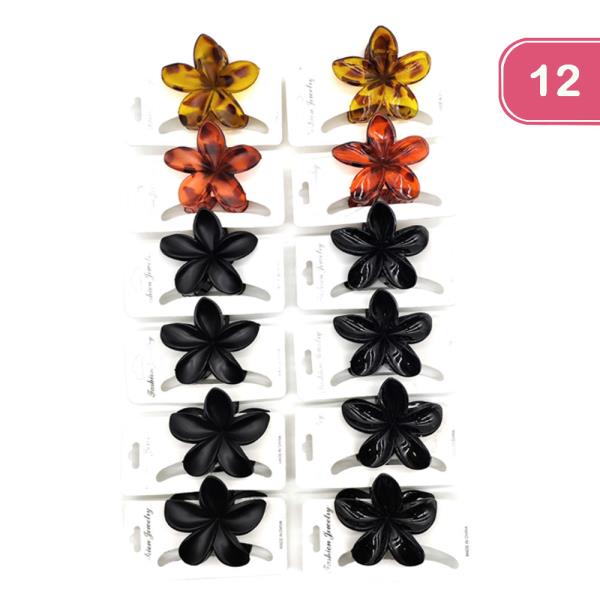 HAWAIIAN FLOWER  HAIR CLIPS (12 UNITS)