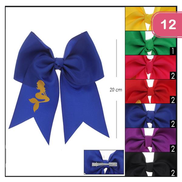 GOLD MERMAID PRINT CHEER BOW (12 UNITS)