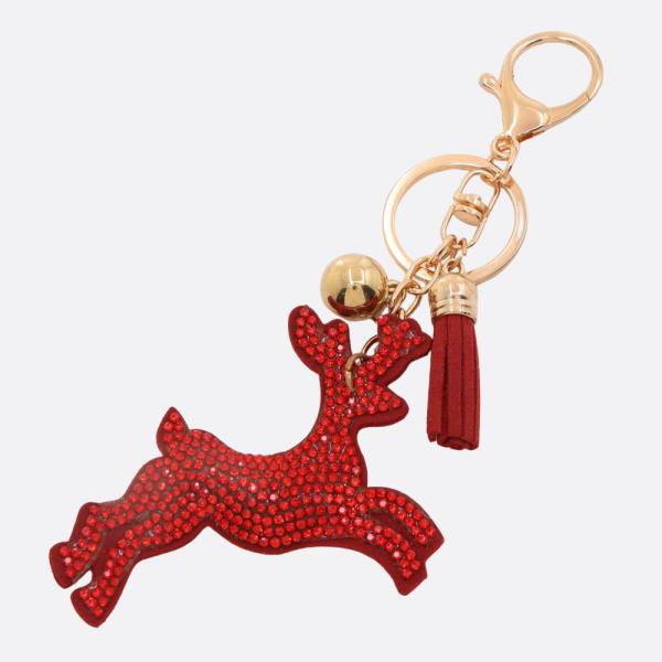 CHRISTMAS REINDEER RHINESTONE KEYCHAIN