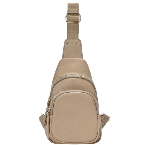 SMOOTH ZIPPER SLING CROSSBODY BAG