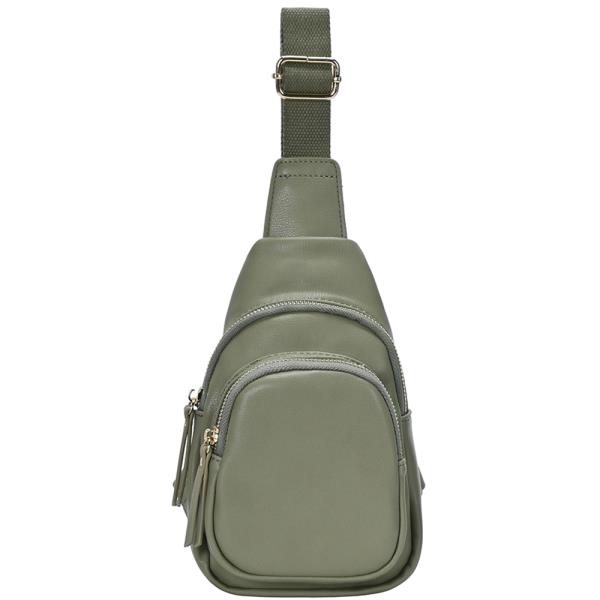 SMOOTH ZIPPER SLING CROSSBODY BAG