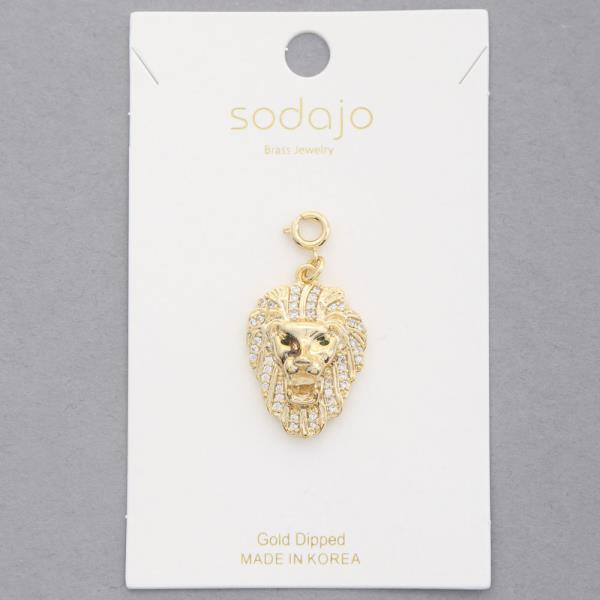 SODAJO LION HEAD RHINESTONE GOLD DIPPED NECKLACE CHARM