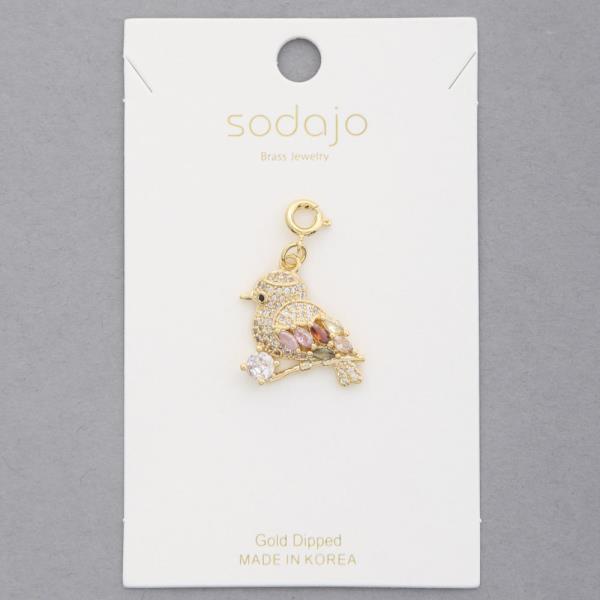 SODAJO BIRD RHINESTONE GOLD DIPPED NECKLACE CHARM