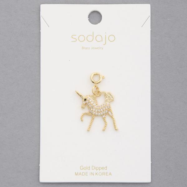 SODAJO UNICORN RHINESTONE GOLD DIPPED NECKLACE CHARM