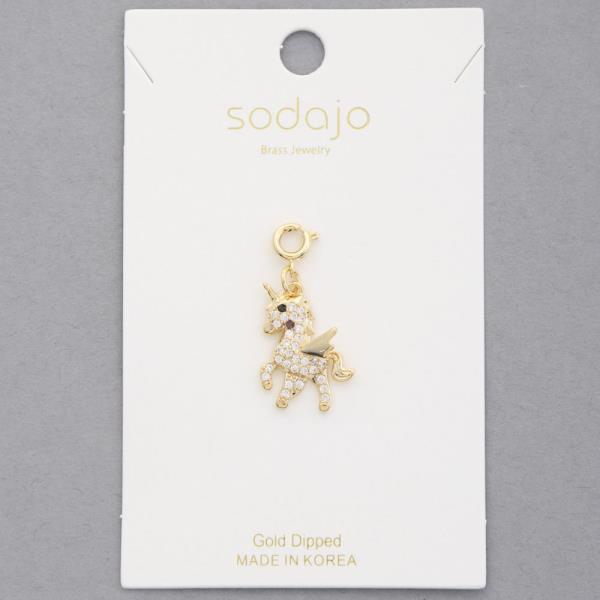 SODAJO UNICORN RHINESTONE GOLD DIPPED NECKLACE CHARM