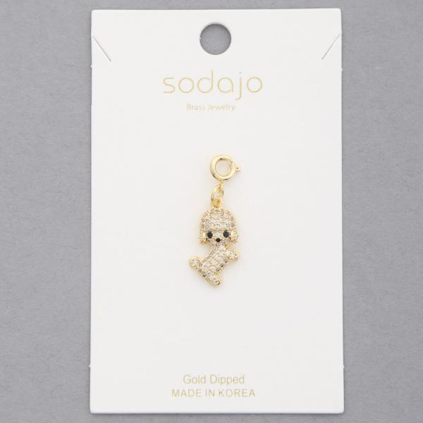 SODAJO PUPPY RHINESTONE GOLD DIPPED NECKLACE CHARM