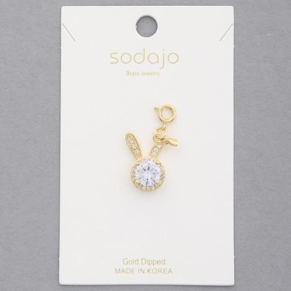 SODAJO BUNNY RHINESTONE GOLD DIPPED NECKLACE CHARM