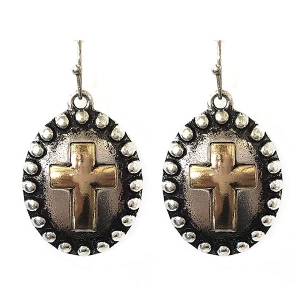 WESTERN STYLE CROSS DANGLE EARRING