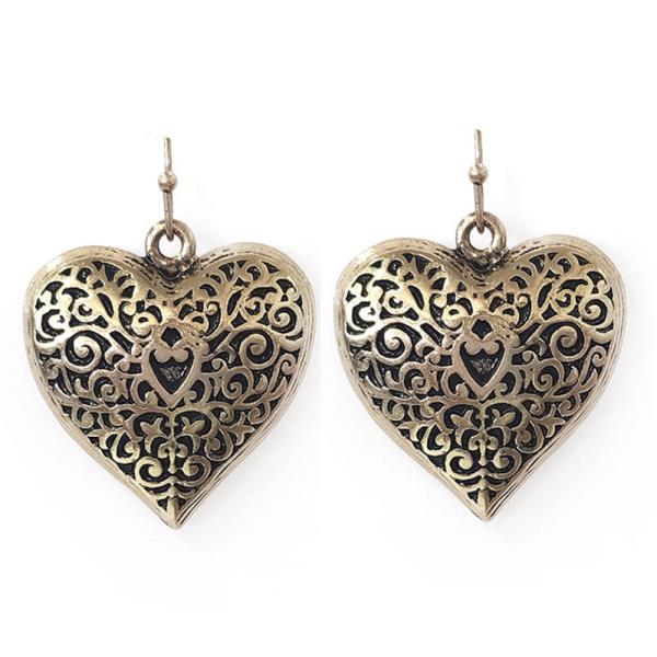 WESTERN STYLE HEART METAL DANGLE EARRING