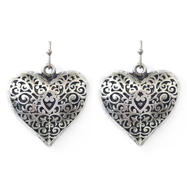 WESTERN STYLE HEART METAL DANGLE EARRING